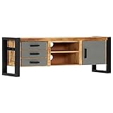 Makastle Vintage TV Lowboard TV Schrank TV Board TV-Ständer Fernsehschrank Fernsehtisch mit 3 Schubladen, 1 Tür und 2 offenen Fächern, für Wohnzimmer & Schlafzimmer, 120x30x40 cm