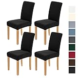 AngLink Stuhlhussen 4er Set Schwarz - Stretch Stuhlbezug Waschbar Langlebig Universal Stuhl Hussen für Bankett Hotel Küche Restaurant Haus Hochzeit Deko