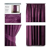 AmeliaHome Vorhang Velvet Optik 140x245 cm violett 1 St. Kräuselband Samt Verdunkelungsvorhang Fensterdekoration Leicht Schimmernd Dekoschal Dekorvorhang