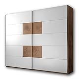 Capri Eleganter Kleiderschrank mit viel Stauraum - Vielseitiger Schwebetürenschrank in Wildeiche Optik, Weiß - 270 x 225 x 60 cm (B/H/T)