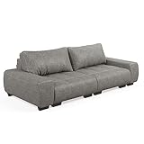 VitaliSpa Sofa mit Schlaffunktion Schlafsofa Polstergarnitur Couch Bettfunktion Schaumstoff Taschenfederkern Anthrazit Grau Wildlederoptik