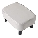 YMYNY Rechteckiger Fußhocker Sitzhocker, 42 x 29 x 23 cm, Gepolsterter Hocker aus Baumwolltuch, Holzbeine, Bequeme und Dicke Sitzbank, platzsparend, für Wohnzimmer Flur Büro, Hellgrau HD-HRF-BD213