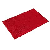 PANA Chenille Badematte in versch. Farben und Größen • Badteppich aus weichen Fasern - rutschfest & waschbar • Badezimmerteppich 70 x 120 cm • Farbe: Rot