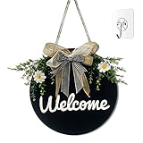 Yonphy Türschild Welcome Kranz Willkommen Schild Willkommen Türdekoration für Hochzeit Haustür Deko Wohnzimmer Wanddeko