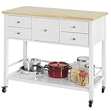 BybAgs Shelf Kitchen Trolley Cart Küchenlagerwagen Mit 5 Schubladen Und Lagerregal/a/W100 * D48 * H87Cm