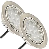 ETT Distribution GmbH LED Möbel Einbauspots 12V superflach 2 x 3W Einbauleuchten Lina 200lm inkl. Kabel mit Mini Stecker 3000K Warmweiß Lochausschnitt: 55 bis 60mm