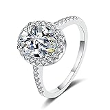 Cubic Zirconia Ring, Engagement Ring Deko Sterling Silber 925 Oval Ringe Verlobungsring Gr 57 (18.1) Eheringe Damen Schmuck