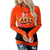 wjiNFDFG Roter Pulli Kinder Frauen-Halloween-Druck-Sweatshirt, lässig, langärmelig, mit Kapuze, Kordelzug-Hoodie Jogging Oberteil Damen