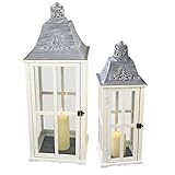 2tlg. Laternen Set Stalllaterne H75/58cm Windlicht Kerzenleuchter Kerzenhalter Gartenleuchte Dekoration Tischdekoration