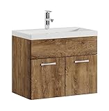 Badplaats B.V. Badezimmer Badmöbel Set Montreal 01 60cm Waschbecken Braun Eiche - Unterschrank Waschtisch Möbel