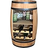 Deko Fass Bar Weinregal aus Holz Tisch 80cm Weinfass Stehtisch. Hausbar Regal Alkohol Shrank Flaschenregal Regale Holzfass Theke Fassmöbel Wine Rack Möbel Wohnzimmer Fassbar Geschenk für Männer