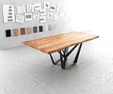 DELIFE Esszimmertisch Edge Akazie Natur 200x100 XL Spider Flachstahl Schwarz Live-Edge Gestell: Spider Flach Metall