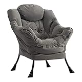 Relaxsessel Sessel mit Stahlrahmen Wasserdicht Stoff, HollyHOME Relaxliege Freizeitsofa Chaiselongue Fauler Stuhl Relax Loungesessel mit Armlehnen, Grau