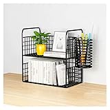 bücherregal 2-lagiger Schreibtisch-Organizer mit Stifthalter, Desktop-Bücherregal, Schreibtisch-Organizer, Büro-Desktop-Lagerregal, freistehendes Regal, schwarze Pulverbeschichtung bookshelf ( Size :