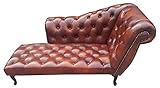 Casa Padrino Chesterfield Chaiselongue/Recamiere Echt Leder Dunkelbraun