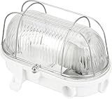 ADAKAT Kellerlampe Bulkhead E27 IP54 weiß I Glasabdeckung I Metallgitter I max. 100W