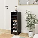 CIADAZ Schuhschrank, Schuhorganizer, Flurgarderobe, Shoe Cabinet, Schuh Schrank, Flurschrank, Schuhkipper, Schuhaufbewahrung, 31,5x35x92 cm Spanplatte Hochglanz-Grau