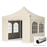 Faltzelt Faltpavillon Professional 3x3 m mit 4 Seitenteilen - ALU Pavillon Partyzelt in Creme