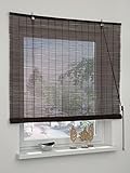 GARDINIA Bambus Rollo Schoko, Decken- oder Wandmontage, Lichtdurchlässig, Transparent, Alle Montage-Teile inklusive, 100 x 160 cm (BxH)