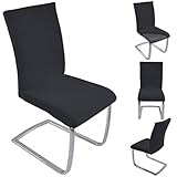 Nurtextil24 Stuhlhussen 6 er Pack Schwingstühle Stretch Stuhlbezug Dehnbar Stuhlüberzug Spannbezug elastisch Husse Überzug Schwarz