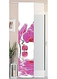 Gardinenbox 2er Set Schiebegardine Flächenvorhang Wildseide Optik und Voile Paneel, 245x45, Orchidee Pink, 80400