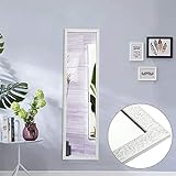 AUFHELLEN Großer Wandspiegel 127x35.5cm Spiegel im Barock-Stil mit Gemustert Weiß Rahmen HD Ganzkörperspiegel mit Haken und Rückwand für Tür, Wohn-, Schlaf- und Ankleidezimmer (Weiß)