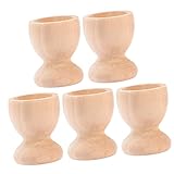 HEMOTON 5 Stück Holz-Eierablage Holz-Eierhalter Holzsockel Mini-Eier Eierplatte Eierhaltebecher Unfertige Eierbecher Holz-Eierbecher Osterei-Malständer Eierständer Vorschule