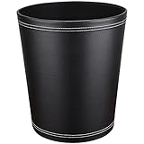 GORESE Papierkorb Büro - Papierkorb aus Leder in Schwarz, modernes Design, Mülleimer für Küche, Bad, Büro (Schwarz)
