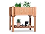 Coemo Hochbeet Holz 120 x 60 x 90 cm mit Ablageboden Pflanztrog Hochbeete-Kit Frühbeet Anzuchtbeet Kräuterbeet- Bausatz für Gemüse, Kräuter in Garten, Terrasse, Balkon und Sichtschutz