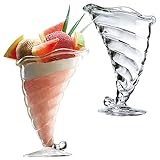 Bormioli 2er Set Fortuna hoher Eisbecher mit Fuß aus Glas I 200 ml I Klar-Glas I Dessert-Schälchen, Eisgläser, Früchtebecher I für Vorspeisen, Milchshake & Desserts, Cocktails, Eiskaffee,