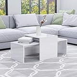 BULANED Couchtisch-Set, Wohnzimmertisch, Sofatisch, Coffee Table, Living Room Table, Beistelltisch, Teetisch, Cauchtisch, Ouchtisch, Hochglanz-Weiß 100x48x40 cm Spanplatte