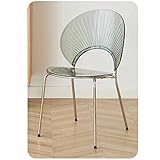 BYPING Schalenstuhl Aus Klarem Acryl, Minimalistischer Esszimmerstuhl Mit Rückenlehne Freizeithocker Im Nordischen Stil Auffällige Galvanisierte Stuhlbeine Starke Tragfähigkeit (Farbe : Grey, Größe