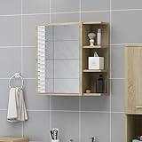MOONAIRY Bad-Spiegelschrank, Badezimmer-spiegelschrank, Alibertschrank Bad, Bathroom Cabinet, Sonoma-Eiche 62,5x20,5x64 cm Spanplatte