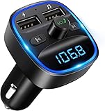 LENCENT Bluetooth FM Transmitter Auto, Adapter für Auto Radio, Freisprecheinrichtung, 2 USB Ports, Unterstützt SD-Karte USB-Sticks