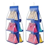 HAN SHENG 2 Stück 6 Taschen hängende Geldbörse Handtasche Organizer Transparent Hängeregal Tasche Sammlung Aufbewahrung Halter Geldbörse Tasche Kleiderschrank Schrank Platzsparend Organizer