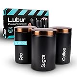Lubur Premium Vorratsdosen Set - 3X Aufbewahrungsdose für Lebensmittel - 1L Vorratsbehälter in edlem Design Storage Jars - Pflegeleichte Vorratsdose mit Deckel