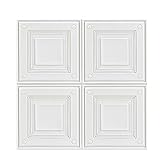 3D Wall Panels Brick, 3D Dekorative Wandaufkleber Dunkelblaue Quadratische Tapetenmuster für Schlafzimmer Küche Wohnzimmer Badezimmer Wanddekoration (Color : White, Size : 10 Pack)