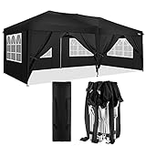 COBIZI Pavillon 3x6m Wasserdicht Faltpavillon 3x6m mit 6 Seitenwänden Pop-up Zelt Outdoor Garden Schwerlast Hochleistungs-Pavillon, 210D wasserdichte Abdeckung(3x6m, Schwarz)