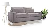 Siblo Sofa mit Kissen 89x221x104 cm Coco Kollektion - Elegante Polstersofa - Große Couch für Wohnzimmer - Sofa 3-Sitzer - Grau -