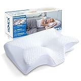 HOMCA 2 in 1 Ergonomisches Nackenkissen Orthopädisches Kopfkissen Memory Foam Kissen für Rücken-, Seiten- und Bauchschläfer, 60 x 13/11 x 40 cm