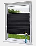 OBdeco Plissee Rollo Klemmfix ohner Bohren lichtdurchlässig Crushed Optik Faltrollo für Fenster und Türen Easyfix Anthrazit 40x130cm