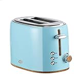 Toaster für 2 Scheiben, kleiner Retro-Toaster mit Bagel, Abbruchfunktion, Auftaufunktion, kompakter Edelstahl-Toaster mit extra breitem Schlitz