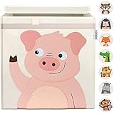 GLÜCKSWOLKE Aufbewahrungsbox Kinder - 15 Motive I Spielzeugkiste mit Deckel für Kinderzimmer I Spielzeug Box Kiste (33x33x33) zur Aufbewahrung im Kallax Regal I Bauernhof Schwein