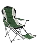 Kirkjubøur® Asgard gepolsterter Campingstuhl mit Getränkehalter, Fußteil, Armlehnen und Tragetasche, schmutz- und wasserabweisend, Maße (HxBxT): 95 x 60 x 50 cm, max. Belastbarkeit: 120 kg (Grün)