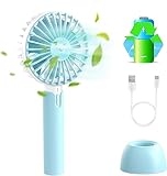 Hand-USB-Ventilator, tragbarer Mini-Ventilator mit wiederaufladbarem 2600-mAh-Akku, Schreibtischventilator für Büro/Outdoor/Sport/Zuhause/Reisen/Camping – Blau