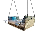 Walnut Outdoor Rattan-Bett Villa Hotel Freibad Meerblick Zimmer Vogel Nest Boden Sonnenschirm Gürtelgarten außerhalb des Schuppens (Color : Argento, Size : One Size)