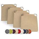 sunnypillow 4er Set Stuhlkissen mit Klettverschluss Polsterauflage Auflage für Stühle | Indoor/Outdoor | Sitzkissen Sitzauflage | Maße: 42 (vorne) | 35 (hinten) x 40 x 5 cm | Beige |