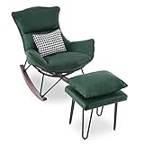 M MCombo Sessel Schaukelsessel mit Hocker, moderner Schaukelstuhl, Relaxstuhl für Wohnzimmer modern, bequemer Lesestuhl, Stillsessel, Swing Chair, 4118 (Grün)