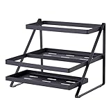 GAXIRE 1 Stück Edelstahl-Gewürzregal Palettenregal Schrankregal Acryl-Tabletts Für Die Präsentation Von Flaschen Stufenregal Schwarzes Regal Desktop-Rack Schrank
