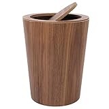 FCSFSF Holz Mülleimer mit Schaukeldeckel, runde Küche Mülleimer, japanische kleine Abfalleimer Papierkorb für Büro Badezimmer Wohnzimmer A 19x19x30cm (7x7x12inch)